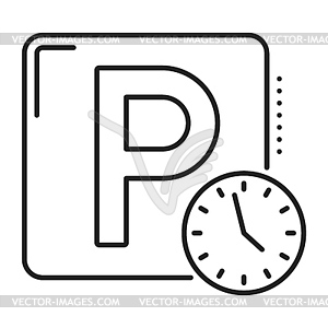 Vehicle time-limited parking thin line icon - vector clip art