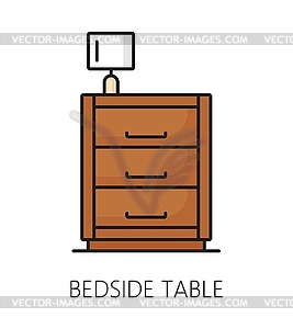 Bedside table furniture icon, home interior item - vector clipart