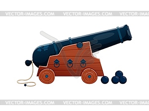 Мультяшная пушка, грозное пиратское оружие войны - клипарт в векторе / векторное изображение