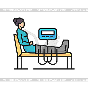 Ultrasound of veins in legs outline icon - vector clipart