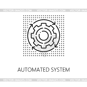 Automated system outline icon, rotating gear sign - vector clipart