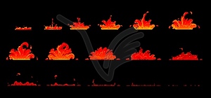 Fire lava, volcano magma animation sequence - vector image