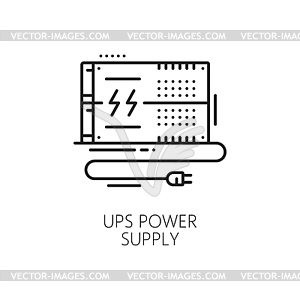 UPS power supply line icon, computer PC hardware - vector clipart