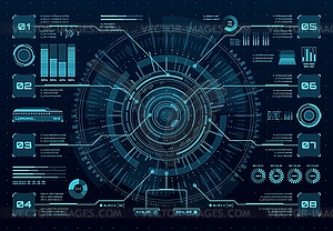 HUD data screen, digital dashboard interface panel - vector clip art