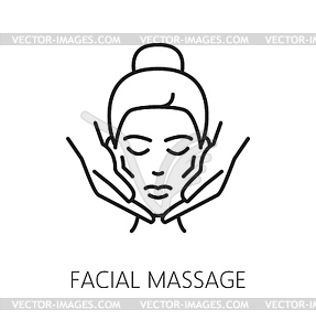 Facial massage icon for face care and cosmetology - vector clipart / vector image
