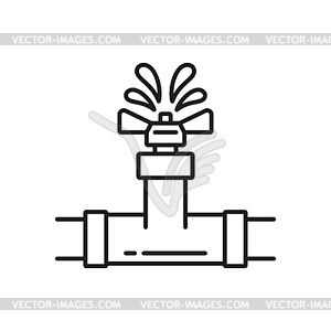 Plumbing service line icon with leaking faucet - vector clipart