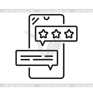 Review feedback, rating speech bubble on phone - vector clipart