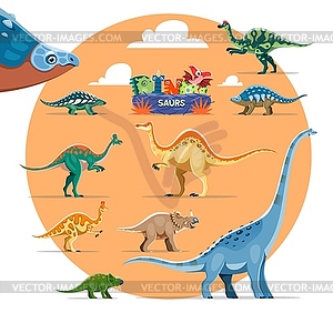 Cartoon dinosaurs comical characters collection - vector image