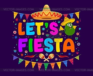Mexican quote let us fiesta, t-shirt print - vector clipart