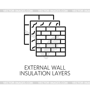 External wall thermal insulation layers icon - vector image