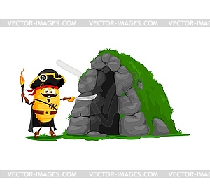 Cartoon funny Gnocchi italian pasta pirate corsair - vector image