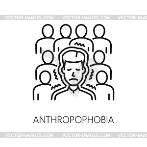 Human antrophobia phobia, mental health icon - vector image