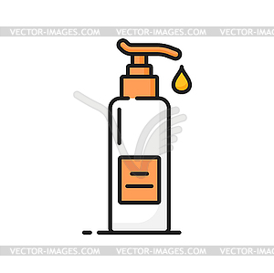 Soap, hand or face lotion skin care line icon - vector clipart