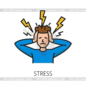 Линейный значок проблемы со стрессом и психологическим расстройством - иллюстрация в векторе