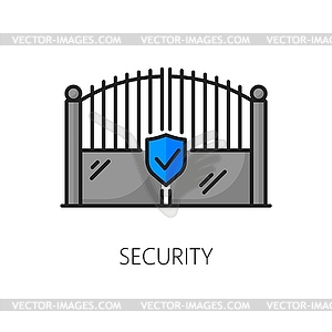 Значок охранных ворот для недвижимости или сдачи дома в аренду - векторный клипарт / векторное изображение
