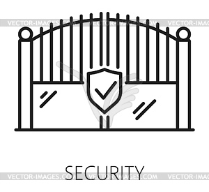 Значок контура безопасности недвижимости с воротами - векторная графика