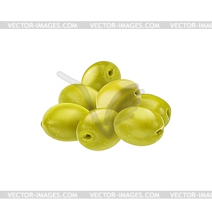 Realistic green olives, whole with seeds - vector image