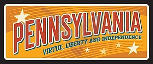 Знак штата Пенсильвания, США, винтажная дорожная табличка - векторный клипарт EPS