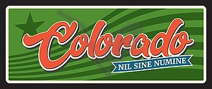 Vintage banner of Colorado, retro travel plate - vector image