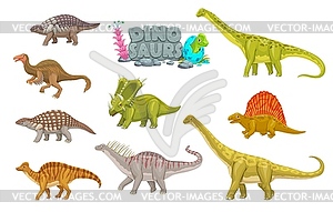 Cartoon dinosaurs animals funny characters - vector clipart