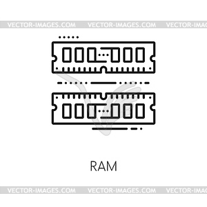 Computer industry hardware and software line icon - vector image