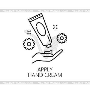 Значок маникюрного сервиса для ногтей с кремом и кистью для рук - иллюстрация в векторе
