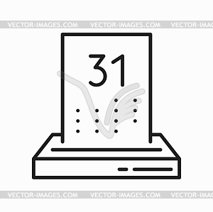 Calendar with date outline icon, paper page - vector clipart