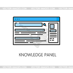 Knowledge panel, SERP thin line icon or sign - vector image