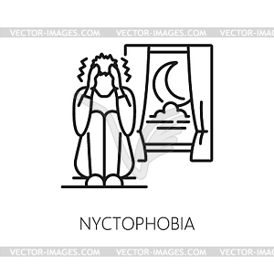 Human nyctophobia phobia icon, mental health icon - vector clipart