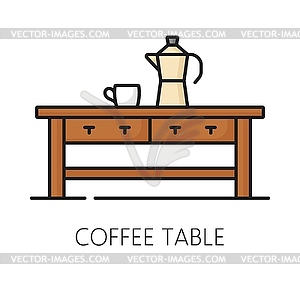 Coffee table furniture icon, home interior item - stock vector clipart