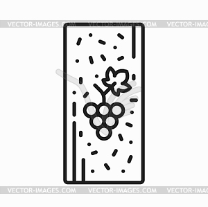 Wooden cheese board wine server with grape print - vector clip art