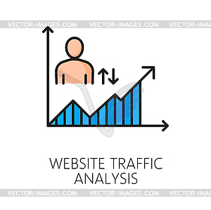 Website traffic analysis, web audit line icon - vector clipart