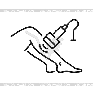 Ultrasound of veins in legs outline icon - vector clipart