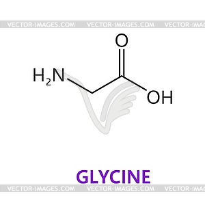 Химическая формула молекулы нейромедиатора глицина - векторный дизайн