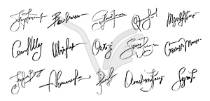 Autograph signatures pack set, name facsimile - vector image