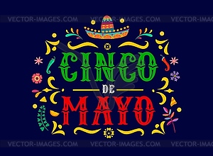 Cinco de Mayo mexican holiday typography banner - vector clipart