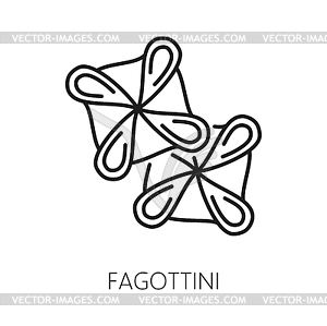 Pasta in shape of little bundles isolate fagottini - vector image