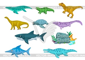 Cartoon dinosaurs prehistoric animals characters - vector clip art