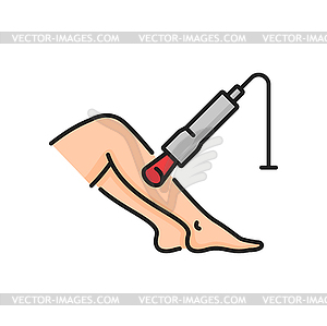 Ultrasound of veins in legs outline icon - vector clipart