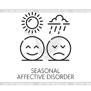 Seasonal affective disorder problem line icon - vector clip art