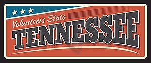 Tennessee United States vintage travel plate - vector image