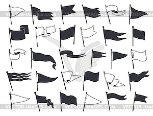 Retro pennants, white and black flags - vector clipart