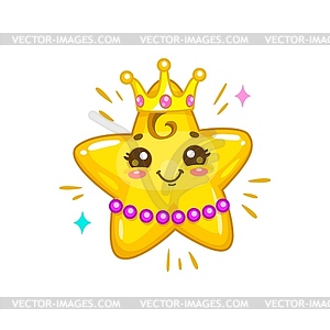 Мультяшный милый мерцающий, забавный звездный кавайный персонаж - изображение в векторе / векторный клипарт