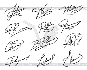 Autograph or business signatures pack set of names - vector clipart