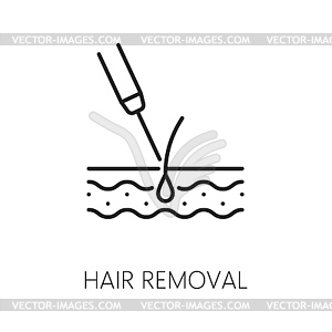 Face hair removal, skincare cosmetology line icon - vector clipart