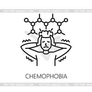 Human chemophobia phobia, mental health icon - vector image