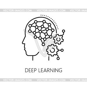 Значок линии глубокого обучения AI искусственный интеллект - изображение в векторе