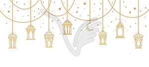 Eid Mubarak or ramadan kareem arabian lamp lantern - vector clipart