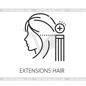 Значок линии по уходу за наращенными волосами - рисунок в векторном формате
