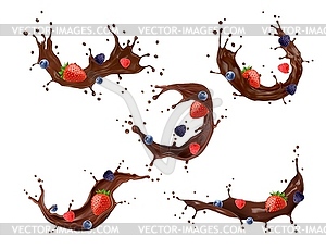 Шоколадный крем, молочный напиток swirl splash, ягоды - изображение в векторе